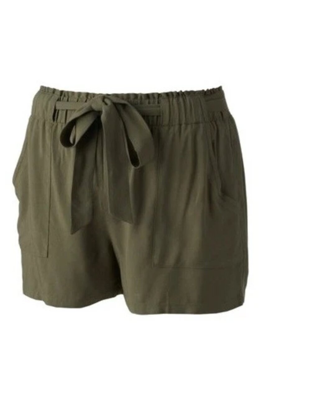 Joe B by Joe Benbasset Solid Challis Shortie Shorts Color: Olive Green